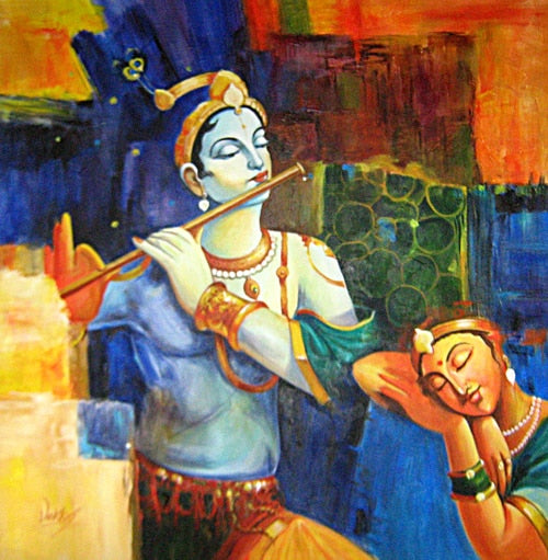 Radha Krishna On Swing